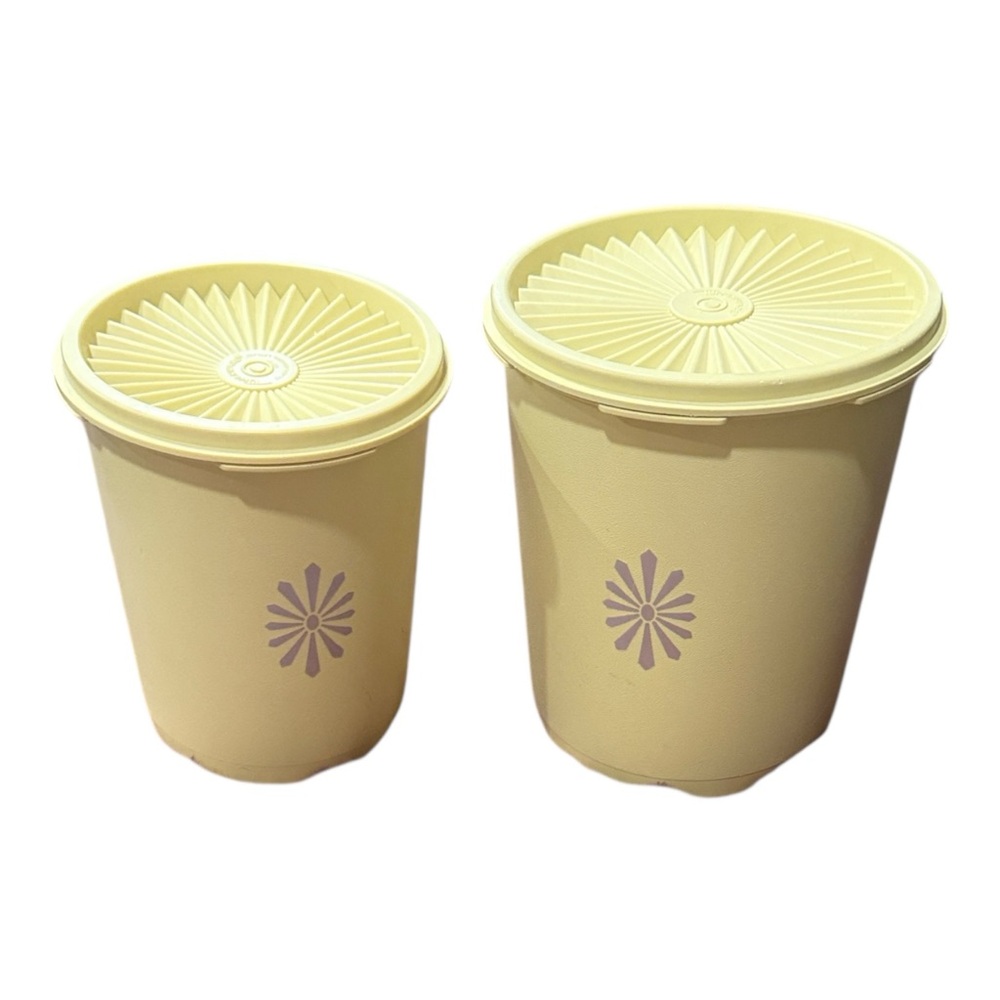 Vintage two Tupperware Yellow storage containers